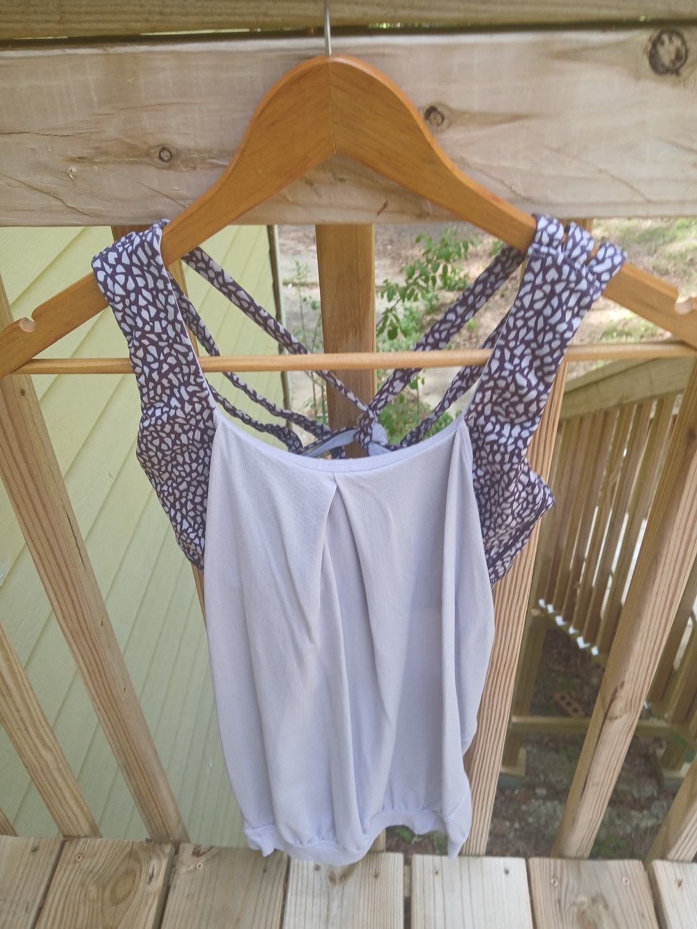 lululemon athletica White Tank with Purple Patterned Straps